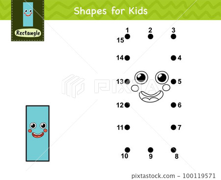 Connect the dots and draw a cute rectangle character. Dot to dot number game for kids 100119571