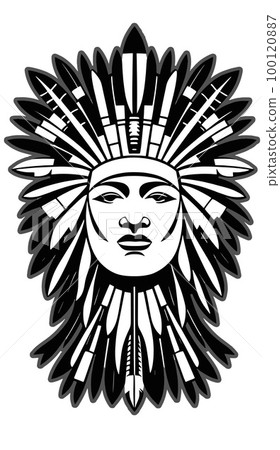 Native Indian With Feathers Hat Vector. Native Indian Vector Native Indian With Feathers Hat Vector. Native Indian Vector 100120887