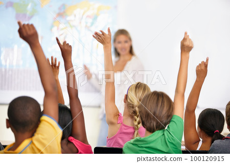 Teaching is her dream. Cropped shot of an elementary class. Teaching is her dream. Cropped shot of an elementary class. 100120915