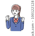Female student doing a guts pose 100122128