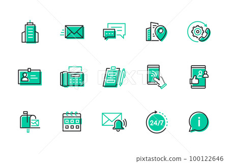 Contact us - modern line design style icons set 100122646