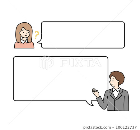 Simple speech bubble illustration of questions and answers Simple speech bubble illustration of questions and answers 100122737