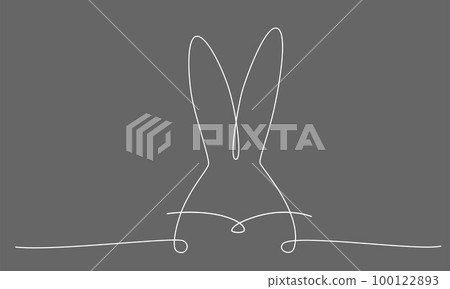 Easter bunny continues line hand draw element. Vector stock illustration minimalism design isolated on black chalkboard background. Editable stroke single line. EPS10 100122893