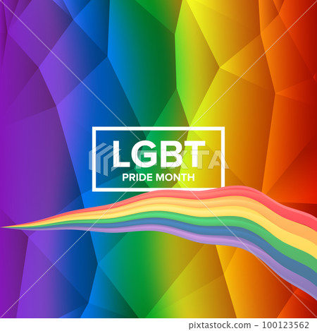 Happy pride month square banner with pride color wave ribbon flag isolated on gradient background. LGBT Pride month or pride day poster, flyer, invitation party card modern style design template. Happy pride month square banner with pride color wave ribbon flag isolated on gradient background. LGBT Pride month or pride day poster, flyer, invitation party card modern style design template. 100123562