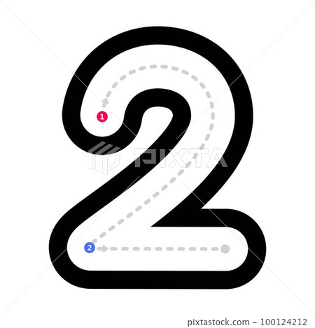 Tracing number 2 prewriting dotted line math worksheet element for kindergarten and preschool kids for handwriting practice activity Tracing number 2 prewriting dotted line math worksheet element for kindergarten and preschool kids for handwriting practice activity 100124212