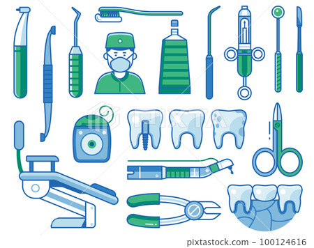 Dentistry and Stomatology Services Line Art Icons 100124616