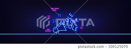 Neon light glow effect. Ole chant line icon. Championship with megaphone sign. Sports event symbol. 3d line neon glow icon. Brick wall banner. Ole chant outline. Vector Neon light glow effect. Ole chant line icon. Championship with megaphone sign. Sports event symbol. 3d line neon glow icon. Brick wall banner. Ole chant outline. Vector 100125070
