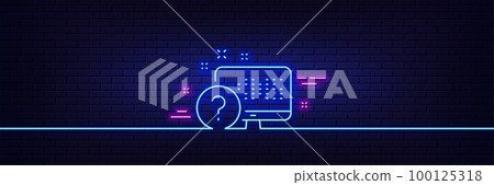 Neon light glow effect. Question mark line icon. Online quiz test sign. 3d line neon glow icon. Brick wall banner. Online quiz outline. Vector Neon light glow effect. Question mark line icon. Online quiz test sign. 3d line neon glow icon. Brick wall banner. Online quiz outline. Vector 100125318