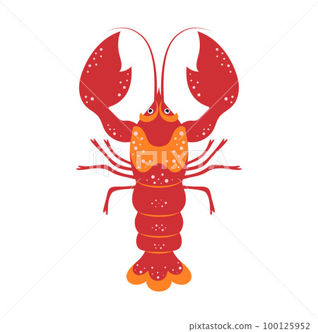 flat vector illustration of cartoon lobster isolated on white 100125952