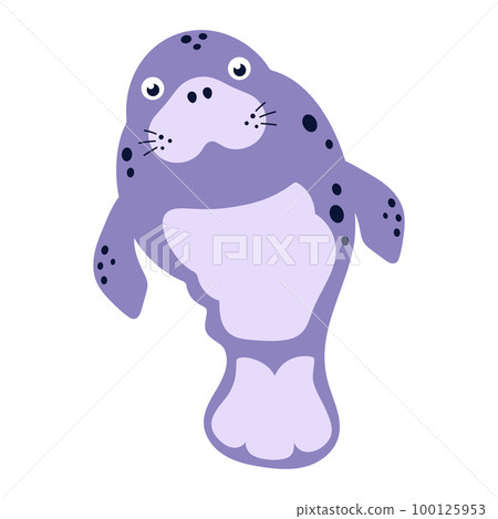 vector illustration of manatee isolated on white 100125953
