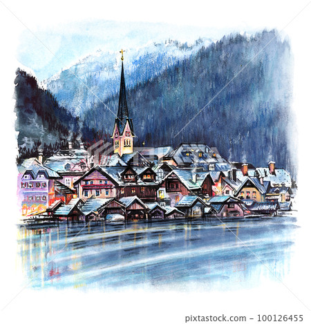 Sketch of night Hallstatt, Austria Sketch of night Hallstatt, Austria 100126455