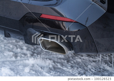 Close up of a car exhaust pipe. Exhaust pipe. Close up of a car exhaust pipe. Exhaust pipe. 100126523