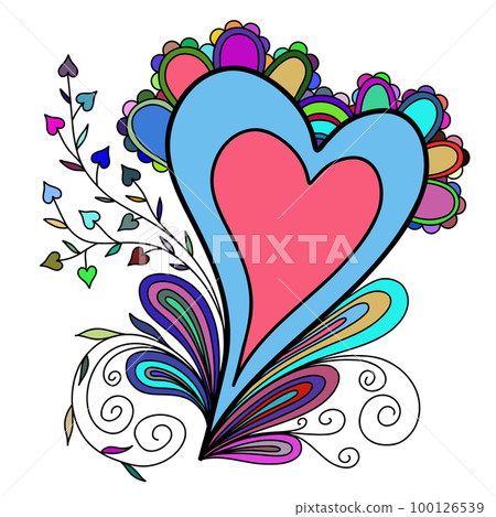 color line art drawing of a heart for coloring, books color line art drawing of a heart for coloring, books 100126539
