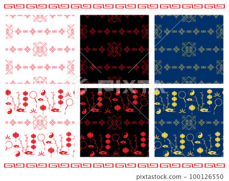 Set of 6 Chinese style seamless patterns 100126550