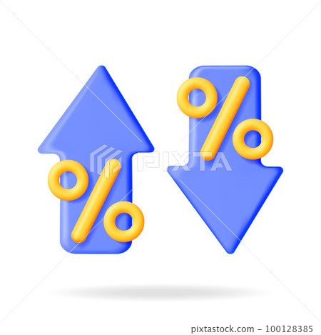 3d Arrow Up and Down with Percentage Symbol 100128385