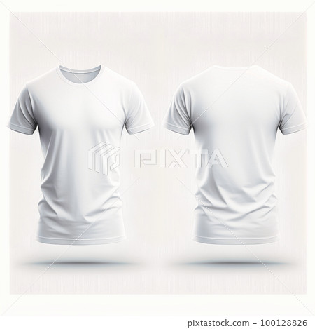 Blank white shirt mockup template front and back, generative AI 100128826