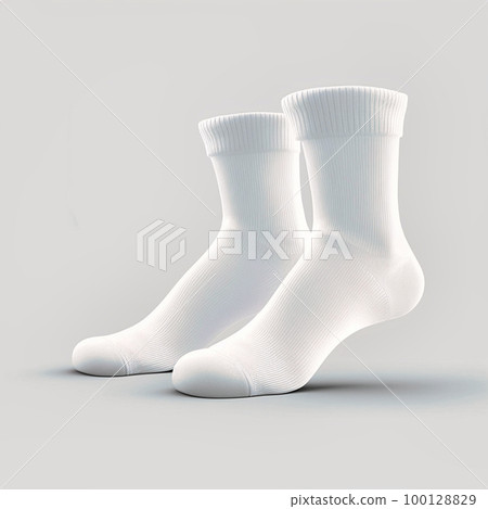 Blank white socks mockup template front and back, generative AI Blank white socks mockup template front and back, generative AI 100128829