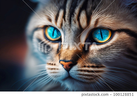 close up, cat's head. generative AI close up, cat's head. generative AI 100128851