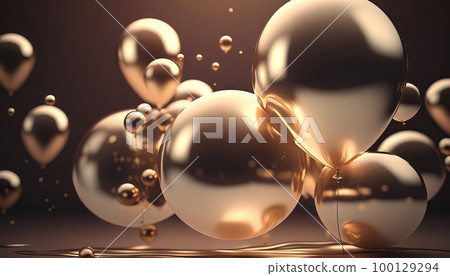 AI generated background with balloons flying in the air with bokeh lights 100129294