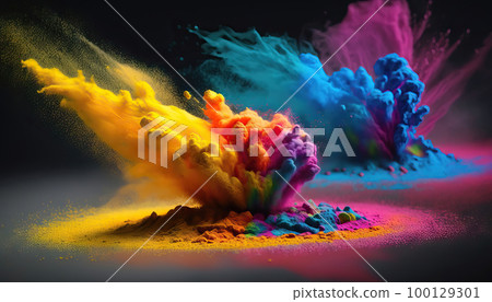 AI generated background with Holi powder AI generated background with Holi powder 100129301