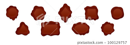 Stamp Red Wax Seal for Close Letter and Document Vector Set 100129757