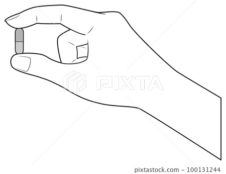 hand holding a capsule hand holding a capsule 100131244