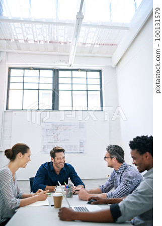 Brainstorming. Shot of a business meeting on the go. Brainstorming. Shot of a business meeting on the go. 100131579