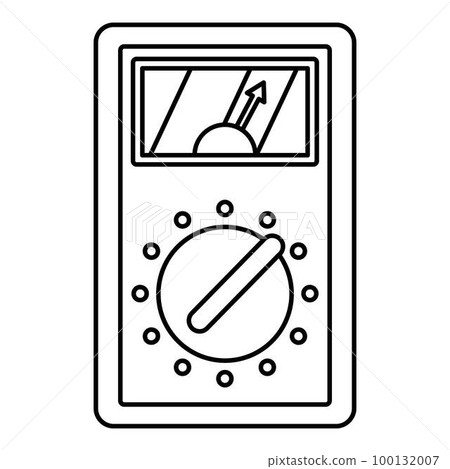 Analog multimeter icon. Outline illustration of analog multimeter vector icon for web design isolated on white background Analog multimeter icon. Outline illustration of analog multimeter vector icon for web design isolated on white background 100132007