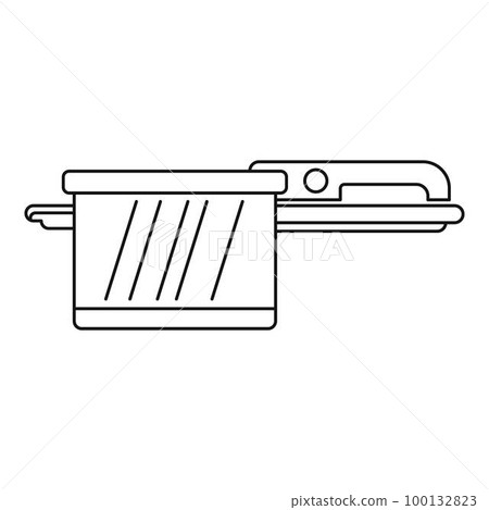 Hot saucepan icon. Outline illustration of hot saucepan vector icon for web design isolated on white background 100132823