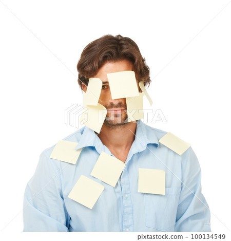 Going through the motions. Cropped shot of a man posing in the studio against a white background. 100134549