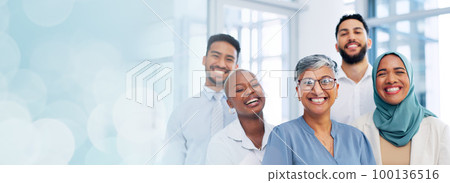 Portrait, business, woman and leader with group, smile and project success for advertising agency, collaboration and teamwork. Company, diversity and staff with ceo, corporate planning and happiness 100136516