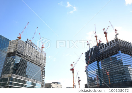 Scenery of a high-rise building construction site around Ofukacho, Osaka City 100138072