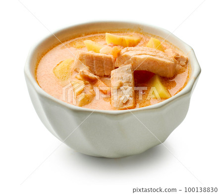 bowl of salmon soup bowl of salmon soup 100138830