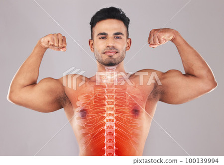 Male Chest Muscles Side View X-ray Style Stock Illustration