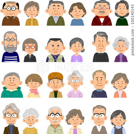 老年夫妻12種面部表情及上半身 老年夫妻12種面部表情及上半身 100140143