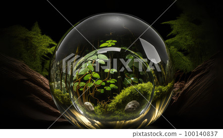 Glass ball in nature concept for environment and conservation. Glass ball in nature concept for environment and conservation. 100140837