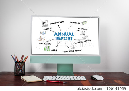 ANNUAL REPORT Concept. Computer on the office table ANNUAL REPORT Concept. Computer on the office table 100141969