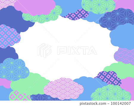 Blue retro pop color Japanese pattern cloud background illustration material Blue retro pop color Japanese pattern cloud background illustration material 100142007