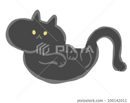 一隻黑貓仰臥著的插圖素材 一隻黑貓仰臥著的插圖素材 100142011