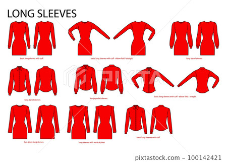 Set of Long sleeves basic clothes with cuff, long length, barrel, two piece, vertical pleat, epaulet technical fashion Set of Long sleeves basic clothes with cuff, long length, barrel, two piece, vertical pleat, epaulet technical fashion 100142421