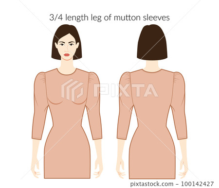 Leg of mutton sleeves clothes character beautiful lady in nude top, shirt, dress technical fashion illustration with 3-4 Leg of mutton sleeves clothes character beautiful lady in nude top, shirt, dress technical fashion illustration with 3-4 100142427