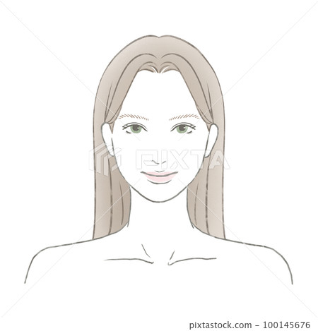 長發女子臉對著前方綠眼 100145676