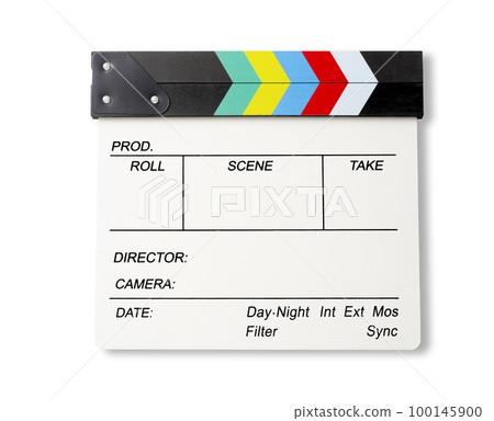 The Film slate or Flying clapperboard isolated on white background. Saved clipping path. The Film slate or Flying clapperboard isolated on white background. Saved clipping path. 100145900