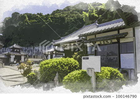 廣島縣福山市水彩風格的鞆之浦伊王寺 廣島縣福山市水彩風格的鞆之浦伊王寺 100146790