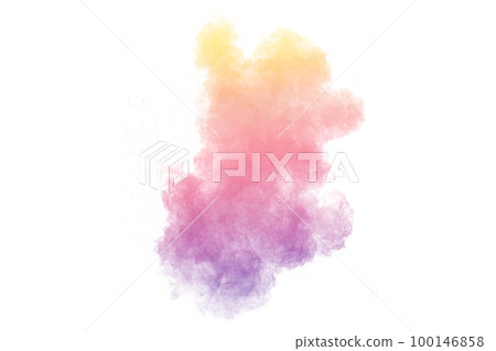 Pastel color dust particles splash.Colorful powder explosion on white background. 100146858