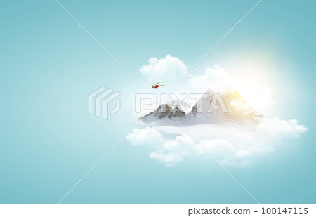Landscape with mountain floating in the air Landscape with mountain floating in the air 100147115