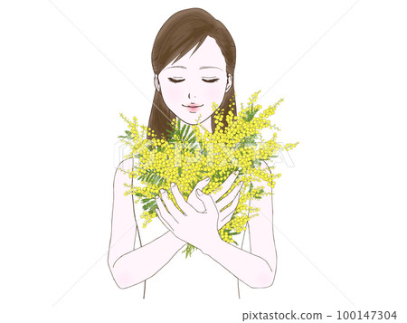 Semi-long woman (mimosa, closed eyes) Semi-long woman (mimosa, closed eyes) 100147304