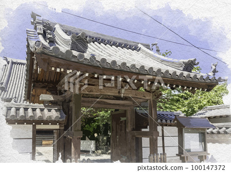 Watercolor-style Tomonoura Myoenji Temple, Fukuyama City, Hiroshima Prefecture Watercolor-style Tomonoura Myoenji Temple, Fukuyama City, Hiroshima Prefecture 100147372