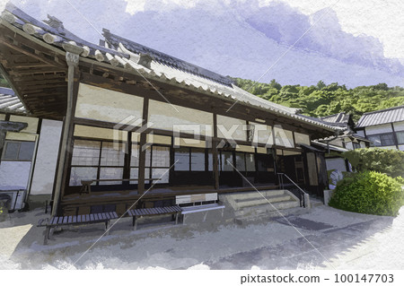 廣島縣福山市水彩風格的鞆之浦伊王寺 廣島縣福山市水彩風格的鞆之浦伊王寺 100147703