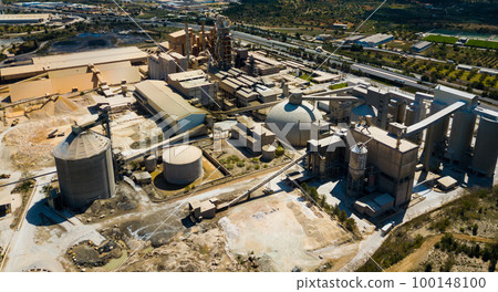 Top view of a cement factory near the city Bunol. Spain 100148100